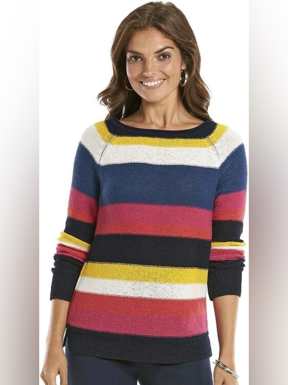 Chaps Striped Knit Boatneck Sweater Women’s Size Medium
